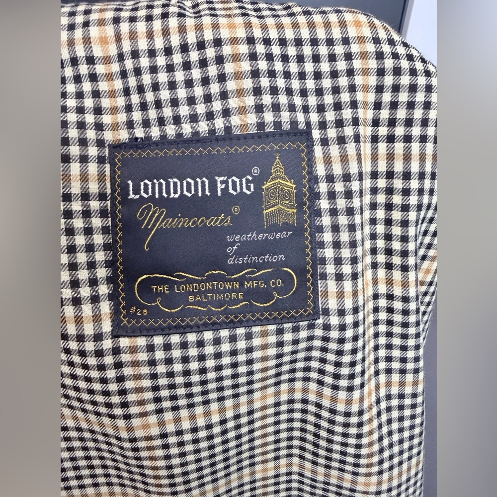 London Fog Tan Trench Coat with Checkered Interior - Picture 7 of 14